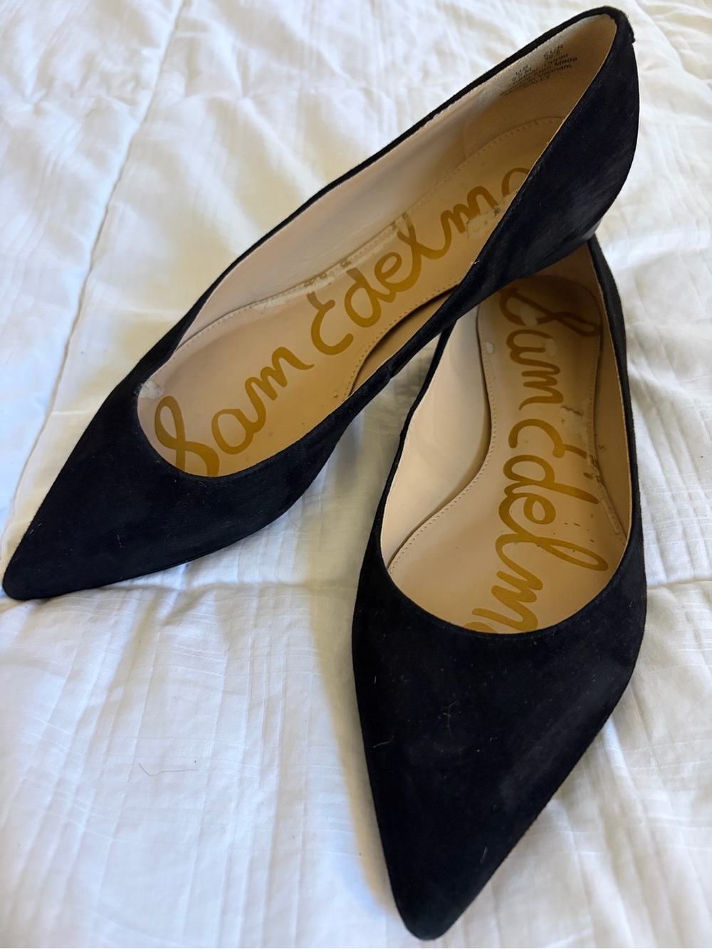 Sam Edelman Black Pointed Suede Flats